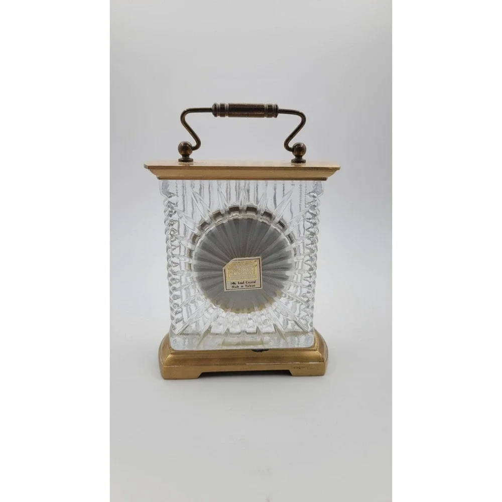Fifth Ave‎ heavy glass & brass carriage clock Brass Crystal